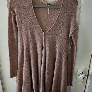 Free People Mauve V-Neck Sweater
